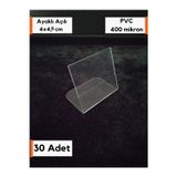 Şeffaf Etiket 30 Adet PVC Etiketlik İsimlik 4x4,5 cm Şeffaf Etiketlik Arkaya Yatık Ayaklı Etiket Standı İsimlik