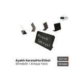 Şeffaf Etiket 50 Ad Silinebilir Karatahta Siyah Etiket Standlı Ayaklı Dekoratif Kafe Şarküteri Raf Vitrin Etiketi