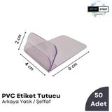 Şeffaf Etiket 50 Adet Pvc Etiket Standı Arkaya Yatık Açılı "SADECE ETİKET TUTUCU" Aparat Kağıt Tutucu Etiketlik