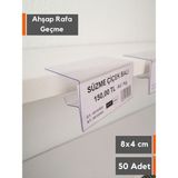 Şeffaf Etiket 50 Adet Pvc Etiketlik 18 mm Ahşap Raflar Için 8x4 cm Şeffaf Etiketlik, 18 mm Suntaya Geçme
