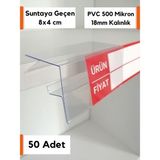 Şeffaf Etiket 50 Adet Pvc Etiketlik 18 mm Ahşap Raflar Için Şeffaf Etiketlik 18 mm Suntaya Geçme 8 x 4 cm