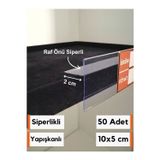 Şeffaf Etiket 50 Adet PVC Etiketlik Dik Siperli Yapışkanlı 10x5 cm Raf Önü Etiketlik Fiyat Etiketliği Ürün Etiket