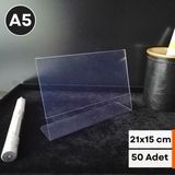 Şeffaf Etiket 50 Adet Pvc Şeffaf Etiketlik isimlik Broşürlük A5 Menülük Şeffaf Föylük Ürün Etiketliği Ürün Tanıtım Standı