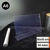Şeffaf Etiket 50 Adet Pvc Şeffaf Etiketlik isimlik Broşürlük Menülük A6 (15x10 cm) Şeffaf Föylük Ürün Etiketliği Ürün Tanıtım Standı