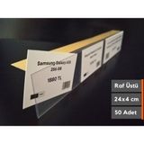 Şeffaf Etiket 50 Adet Pvc Şeffaf Etiketlik Isimlik Yapışkanlı Dik Açılı Etiket Cebi Plastik L Etiketlik Parlak Etiket Kart Koyma Cebi Etiket Koruyucu Cep - Raf Üstü - 24x4 cm