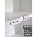 Şeffaf Etiket 50 Adet Pvc Şeffaf Etiketlik Isimlik Yapışkanlı Dik Açılı Etiket Cebi Plastik L Etiketlik Parlak Etiket Kart Koyma Cebi Etiket Koruyucu Cep - Raf Üstü - 5x2 cm