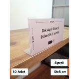 Şeffaf Etiket 50 Adet Pvc Şeffaf Etiketlik Isimlik Yapışkanlı Dik Açılı Etiket Cebi Plastik L Etiketlik Parlak Etiket Kart Koyma Cebi Etiket Koruyucu Cep - Siperli - 10x5 cm