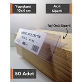 Şeffaf Etiket 50 adet Yapışkanlı Pvc Etiketlik Arkaya Açılı Raf Önleri Etiketliği Vitrin Etiket Cebi 10x4 cm Şeffaf Etiket Cebi Raf Etiketliği Yapışkanlı Etiketlik - 10x4 Açılı Siperli