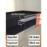 Şeffaf Etiket 50 adet Yapışkanlı Pvc Etiketlik Siperli Raf Önü 10x5 cm Siper Özellikli Yapışkanlı Şeffaf Etiket Cebi Raf Etiketliği Yapışkanlı Etiketlik - 10x5 Dik Siperli