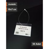 Şeffaf Etiket Pvc Etiketlik Asılabilir Kapalı Etiketlik Ipli Etiket Kılçıklı Kart Koruyucu Isimlik Pvc Kart Cebi Ürün Fiyat Etiketi - 50 Adet - 10x7 cm
