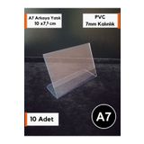 Şeffaf Etiket Pvc Etiketlik Isimlik A7 10X7,5 cm Şeffaf Etiketlik Ayaklı Arkaya Yatık Stand Etiketlik - 10 Adet