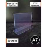 Şeffaf Etiket Pvc Etiketlik Isimlik Broşürlük Menülük Şeffaf Föylük Ürün Etiketliği Ürün Tanıtım Standı 10 x 7 5 cm A7 Boyutu - 50 Adet - Yatay Çift Yön