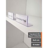 Şeffaf Etiket Pvc Etiketlik Raf Önü Dik Yapışkanlı 5x2 cm Vitrin Etiketliği Siperlikli Etiketlik Isimlik - 10 Adet