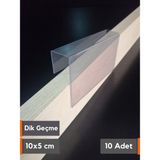 Şeffaf Etiket Pvc Şeffaf Etiketlik Isimlik Ahşap Raflar Dik Geçmeli ETIKETLIK18-20 mm Kalınlıklar Için Dik Takmalı Etiketlik Plastik Kart Koyma Cebi - 10 Adet - 10x5 cm