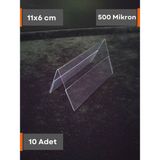 Şeffaf Etiket Pvc Şeffaf Etiketlik Isimlik Kart Koruyucu Kılıf Çift Yönlü Çatı Etiketlik Kartvizitlik Plastik Kartlık Ayaklı Isimlik Kart Koruyucu - 10 Adet - 11x6 cm