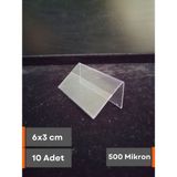 Şeffaf Etiket Pvc Şeffaf Etiketlik Isimlik Kart Koruyucu Kılıf Çift Yönlü Çatı Etiketlik Kartvizitlik Plastik Kartlık Ayaklı Isimlik Kart Koruyucu - 10 Adet - 6x3 cm (Dik Çatı)