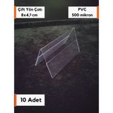 Şeffaf Etiket Pvc Şeffaf Etiketlik Isimlik Kart Koruyucu Kılıf Çift Yönlü Çatı Etiketlik Kartvizitlik Plastik Kartlık Ayaklı Isimlik Kart Koruyucu - 10 Adet - 8x4,5 cm