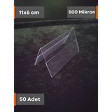 Şeffaf Etiket Pvc Şeffaf Etiketlik Isimlik Kart Koruyucu Kılıf Çift Yönlü Çatı Etiketlik Kartvizitlik Plastik Kartlık Ayaklı Isimlik Kart Koruyucu - 50 Adet - 11x6 cm