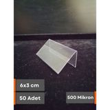 Şeffaf Etiket Pvc Şeffaf Etiketlik Isimlik Kart Koruyucu Kılıf Çift Yönlü Çatı Etiketlik Kartvizitlik Plastik Kartlık Ayaklı Isimlik Kart Koruyucu - 50 Adet - 6x3 cm (Dik Çatı)