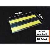 Şeffaf Etiket Pvc Yapışkanlı Etiketlik Isimlik C Tipi Kağıt Tutucu Cep Plastik Isimlik Raf Etiketliği Fiyat Ürün Etiket - 10 Adet - 10x5 cm