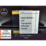 Şeffaf Etiket Pvc Yapışkanlı Etiketlik Isimlik C Tipi Kağıt Tutucu Cep Plastik Isimlik Raf Etiketliği Fiyat Ürün Etiket - 10 Adet - 12x10 cm