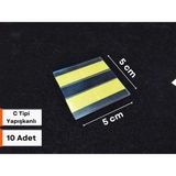 Şeffaf Etiket Pvc Yapışkanlı Etiketlik Isimlik C Tipi Kağıt Tutucu Cep Plastik Isimlik Raf Etiketliği Fiyat Ürün Etiket - 10 Adet - 5x5 cm
