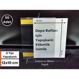 Şeffaf Etiket Pvc Yapışkanlı Etiketlik Isimlik C Tipi Kağıt Tutucu Cep Plastik Isimlik Raf Etiketliği Fiyat Ürün Etiket - 50 Adet - 12x10 cm