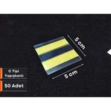 Şeffaf Etiket Pvc Yapışkanlı Etiketlik Isimlik C Tipi Kağıt Tutucu Cep Plastik Isimlik Raf Etiketliği Fiyat Ürün Etiket - 50 Adet - 5x5 cm