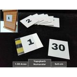 Şeffaf Etiket Pvc Yapışkanlı Sayı Takımı 5x5 cm Peçetelik Numara Seti Karekod Dolap Kapağı Isimlik Numaratör Plastik Etiketlik Isimlik - Beyaz - 1 - 30