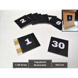 Şeffaf Etiket Pvc Yapışkanlı Sayı Takımı 5x5 cm Peçetelik Numara Seti Karekod Dolap Kapağı Isimlik Numaratör Plastik Etiketlik Isimlik - Siyah - 1 - 30