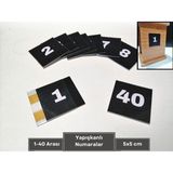 Şeffaf Etiket Pvc Yapışkanlı Sayı Takımı 5x5 cm Peçetelik Numara Seti Karekod Dolap Kapağı Isimlik Numaratör Plastik Etiketlik Isimlik - Siyah - 1 - 40