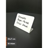 Şeffaf Etiket Silinebilir Beyaz Etiket Dekoratif Etiket isimlik Arkaya Yatık Açılı Etiket Standı Raf Etiketi Beyaz PVC isim Panosu Vitrin Etiketi Kafe Tatlı Etiketi Parlak Beyaz Etiket Ürün Etiketi - 10 Adet - 10x7 cm (Yatay)