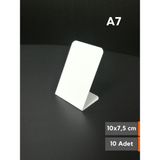 Şeffaf Etiket Silinebilir Beyaz Etiket Dekoratif Etiket isimlik Arkaya Yatık Açılı Etiket Standı Raf Etiketi Beyaz PVC isim Panosu Vitrin Etiketi Kafe Tatlı Etiketi Parlak Beyaz Etiket Ürün Etiketi - 10 Adet - 10x7,5 cm (Dikey)