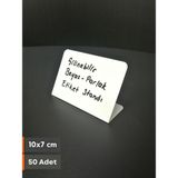 Şeffaf Etiket Silinebilir Beyaz Etiket Dekoratif Etiket isimlik Arkaya Yatık Açılı Etiket Standı Raf Etiketi Beyaz PVC isim Panosu Vitrin Etiketi Kafe Tatlı Etiketi Parlak Beyaz Etiket Ürün Etiketi - 50 Adet - 10x7 cm (Yatay)