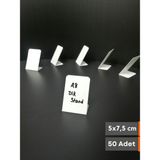 Şeffaf Etiket Silinebilir Beyaz Etiket Dekoratif Etiket isimlik Arkaya Yatık Açılı Etiket Standı Raf Etiketi Beyaz PVC isim Panosu Vitrin Etiketi Kafe Tatlı Etiketi Parlak Beyaz Etiket Ürün Etiketi - 50 Adet - 5x7,5 cm (Dikey)