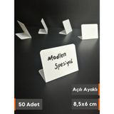 Şeffaf Etiket Silinebilir Beyaz Etiket Dekoratif Etiket isimlik Arkaya Yatık Açılı Etiket Standı Raf Etiketi Beyaz PVC isim Panosu Vitrin Etiketi Kafe Tatlı Etiketi Parlak Beyaz Etiket Ürün Etiketi - 50 Adet - 8,5x6 cm