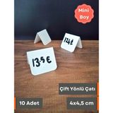 Şeffaf Etiket Silinebilir Beyaz Etiket Dekoratif Etiket isimlik Çift Yönlü Çatı Etiket Standı Raf Etiketi Beyaz PVC isim Panosu Vitrin Etiketi Kafe Tatlı Etiketi Parlak Beyaz Etiket Ürün Etiketi - 10 Adet - 4x4,5 cm