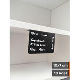 Şeffaf Etiket Silinebilir Dik Açılı Siyah Etiket Yapışkanlı Dekoratif Etiket isimlik Mat Karatahta Vitrin Etiketi Ürün Bilgilendirme Elemanı Raf Etiketi Tatlı Kahve Pasta Etiketi - Raf Altı - 10x7 cm (Yatay)