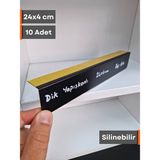 Şeffaf Etiket Silinebilir Dik Açılı Siyah Etiket Yapışkanlı Dekoratif Etiket Isimlik Mat Karatahta Vitrin Etiketi Ürün Bilgilendirme Elemanı Raf Etiketi Tatlı Kahve Pasta Etiketi - Raf Altı - 24x4 cm