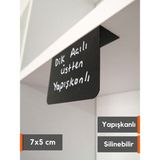 Şeffaf Etiket Silinebilir Dik Açılı Siyah Etiket Yapışkanlı Dekoratif Etiket isimlik Mat Karatahta Vitrin Etiketi Ürün Bilgilendirme Elemanı Raf Etiketi Tatlı Kahve Pasta Etiketi - Raf Altı - 5x7 cm (Yatay)