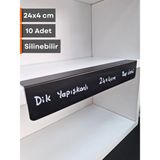 Şeffaf Etiket Silinebilir Dik Açılı Siyah Etiket Yapışkanlı Dekoratif Etiket Isimlik Mat Karatahta Vitrin Etiketi Ürün Bilgilendirme Elemanı Raf Etiketi Tatlı Kahve Pasta Etiketi - Raf Üstü - 24x4 cm