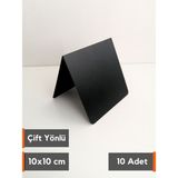 Şeffaf Etiket Silinebilir Karatahta Etiket Siyah Etiket Dekoratif Fiyat Etiket Ayaklı Arkaya Yatık Iki Yönlü Isimlik Siyah Karatahta Pano - 10 Adet - 10x10 cm