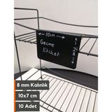Şeffaf Etiket Silinebilir Karatahta Siyah Etiket Tel Raflar 8 mm Kalınlık Için Asma Geçme Takma Cam Raflar Dik Takma Etiket Sallanır Etiket Isimlik - 10 Adet - 10x7 cm (Yatay)