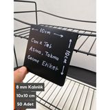 Şeffaf Etiket Silinebilir Karatahta Siyah Etiket Tel Raflar 8 mm Kalınlık Için Asma Geçme Takma Cam Raflar Dik Takma Etiket Sallanır Etiket Isimlik - 50 Adet - 10x10 cm