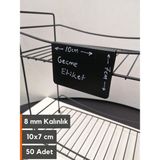 Şeffaf Etiket Silinebilir Karatahta Siyah Etiket Tel Raflar 8 mm Kalınlık Için Asma Geçme Takma Cam Raflar Dik Takma Etiket Sallanır Etiket Isimlik - 50 Adet - 10x7 cm (Yatay)