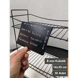 Şeffaf Etiket Silinebilir Karatahta Siyah Etiket Tel Raflar 8 mm Kalınlık Için Asma Geçme Takma Cam Raflar Dik Takma Etiket Sallanır Etiket Isimlik - 50 Adet - 14x10 cm (Yatay)