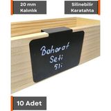 Şeffaf Etiket Silinebilir Karatahta Siyah Etiket Ürün Etiketi Dik Geçme 18MM - 20MM Kalınlık Asılabilir Takılabilir Etiket Dekoratif Vitrin Raf Etiketi - 10 Adet - 9x6 cm