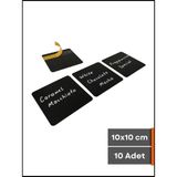 Şeffaf Etiket Silinebilir Siyah Etiket Düz Yapışkanlı Raf Etiketi Karatahta isimlik Dekoratif Etiket Vitrin Etiketi Ürün Bilgilendirme Elemanı Mat Siyah Ürün Etiketi - 10 Adet - 10x10 cm