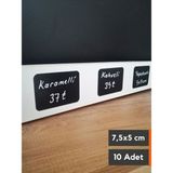 Şeffaf Etiket Silinebilir Siyah Etiket Düz Yapışkanlı Raf Etiketi Karatahta isimlik Dekoratif Etiket Vitrin Etiketi Ürün Bilgilendirme Elemanı Mat Siyah Ürün Etiketi - 10 Adet - 5x7,5 cm