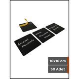 Şeffaf Etiket Silinebilir Siyah Etiket Düz Yapışkanlı Raf Etiketi Karatahta isimlik Dekoratif Etiket Vitrin Etiketi Ürün Bilgilendirme Elemanı Mat Siyah Ürün Etiketi - 50 Adet - 10x10 cm